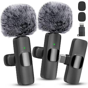 1-Handset Cordless Professional Wireless Lavalier Microphone Noise Canceling for iPhone, iPad, Android (2-Pack)