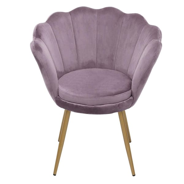 Maypex Lavender Purple Velvet Upholstery Accent Armchair with Golden Metal Legs