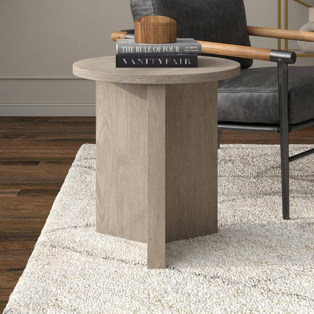 Anders 20 in. Alder Brown Round MDF Top End Table - thumbnail 5