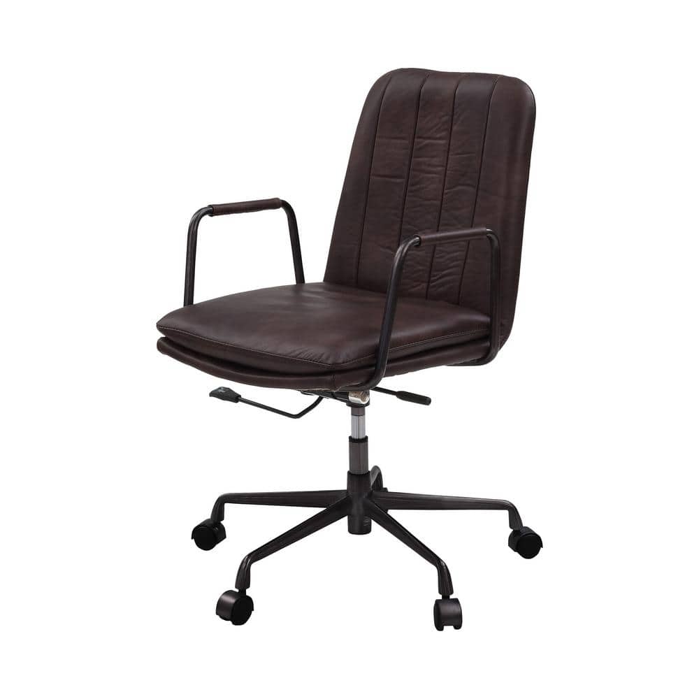 High-Back Mars Leather Executive Swivel Office Chair with Metal Accents