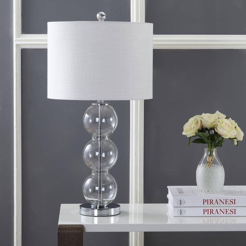 Alexa-Enabled Contemporary White Linen Drum Desk Lamp Set