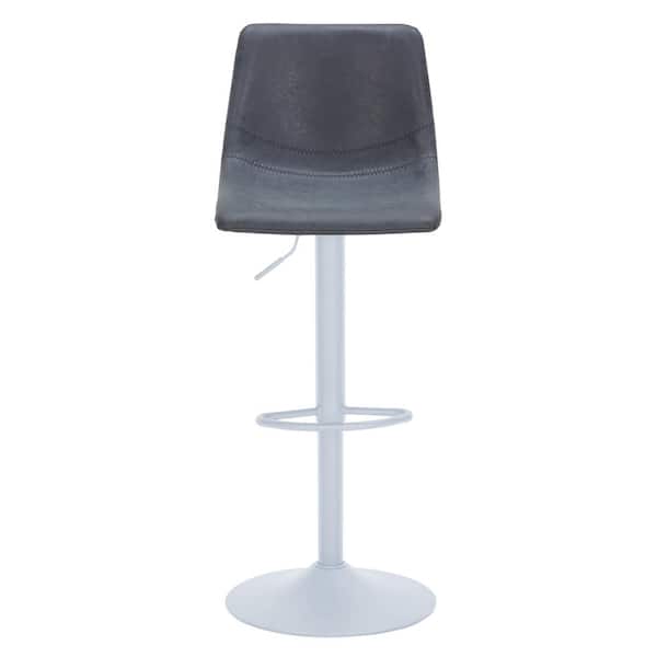 Leisuremod Adjustable Height Bar Stool in Metal with Leather Upholstery Iron Metal Base Foam 33 in. Seat Height in Charcoal Black