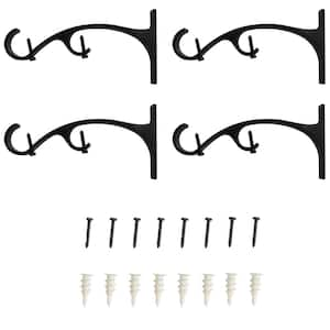 Matte Black Steel Double Bracket 5.4 in. Projection Curtain Rod Bracket (Set of 4)