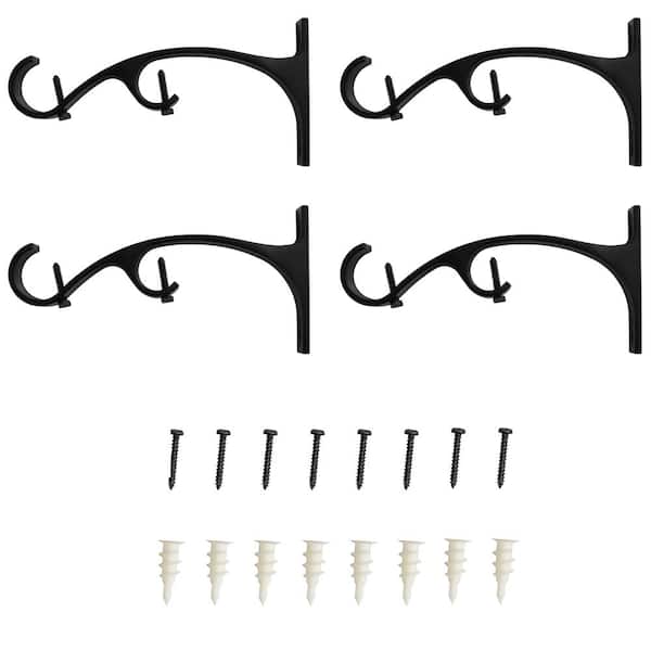 Lumi Home Furnishings Matte Black Steel Double Bracket 5.4 in. Projection Curtain Rod Bracket (Set of 4)
