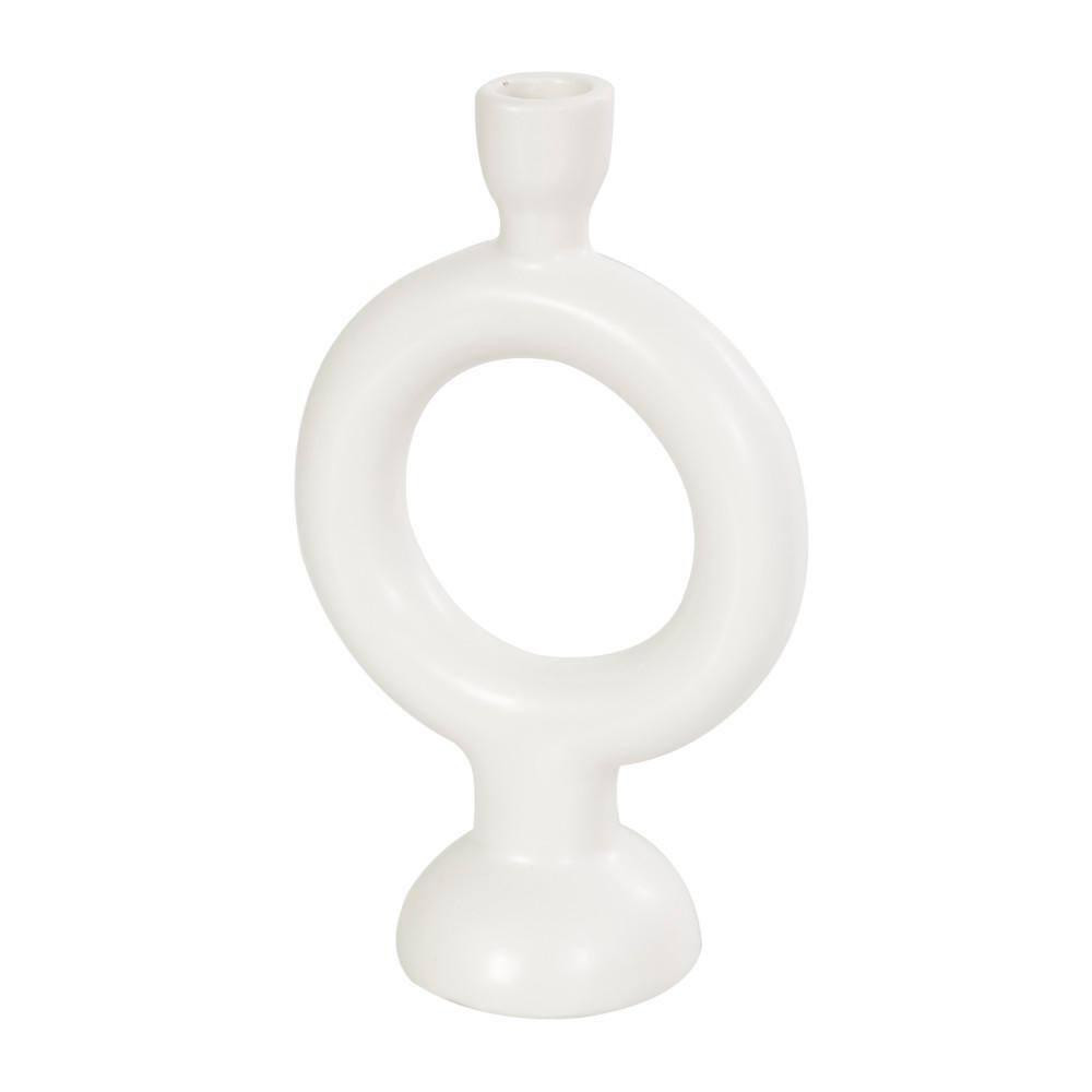 Modern Black and White Ceramic Circular Candlestick Set