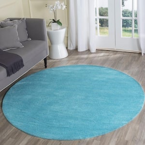 Himalaya Turquoise 4 ft. x 4 ft. Round Solid Area Rug