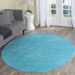 Himalaya Turquoise 6 ft. x 6 ft. Round Solid Area Rug