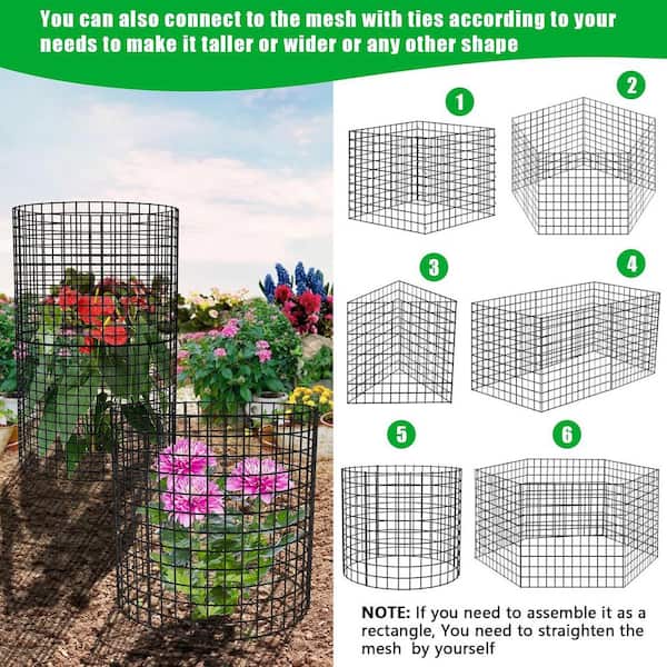 17 in. Black Metal Garden Plant Support Wire Mesh Protector Cage (5-Pack)
