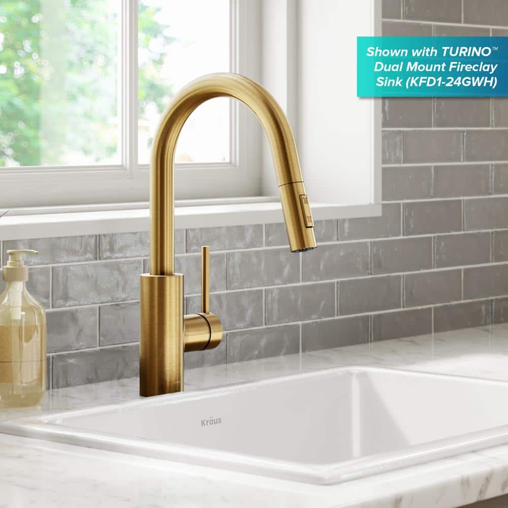 Brushed Brass Single Handle Pull Down Kitchen Faucet