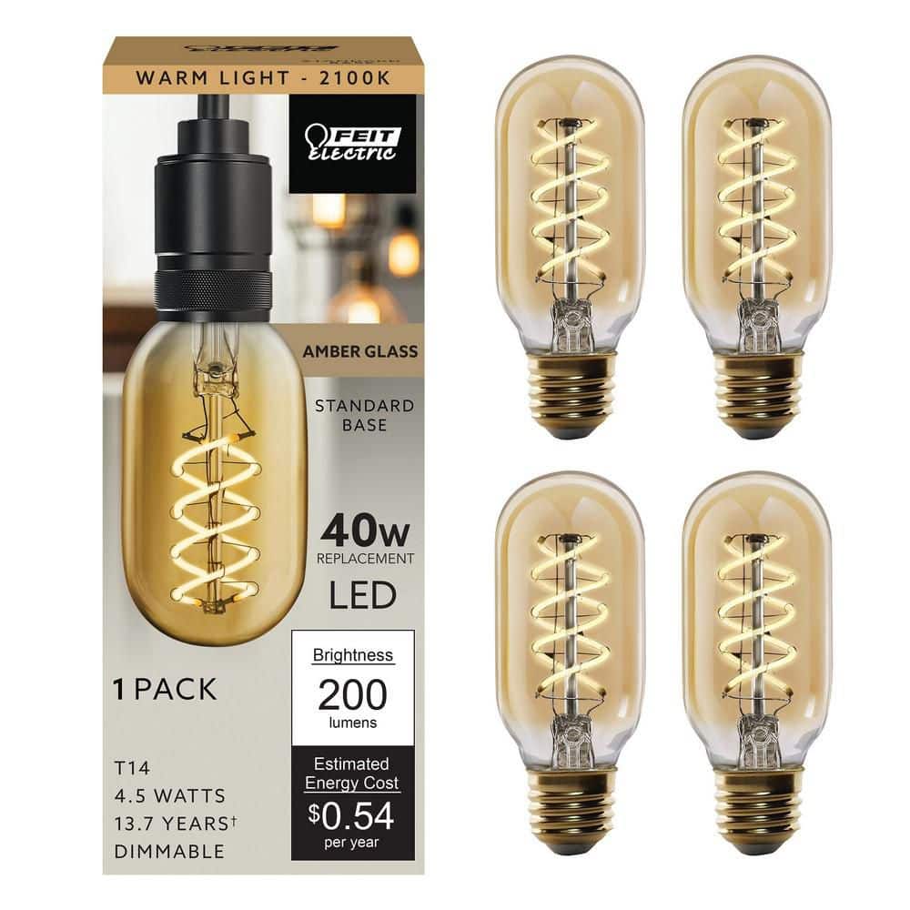 Feit Electric 40-Watt Equivalent T14 Dimmable Spiral Filament