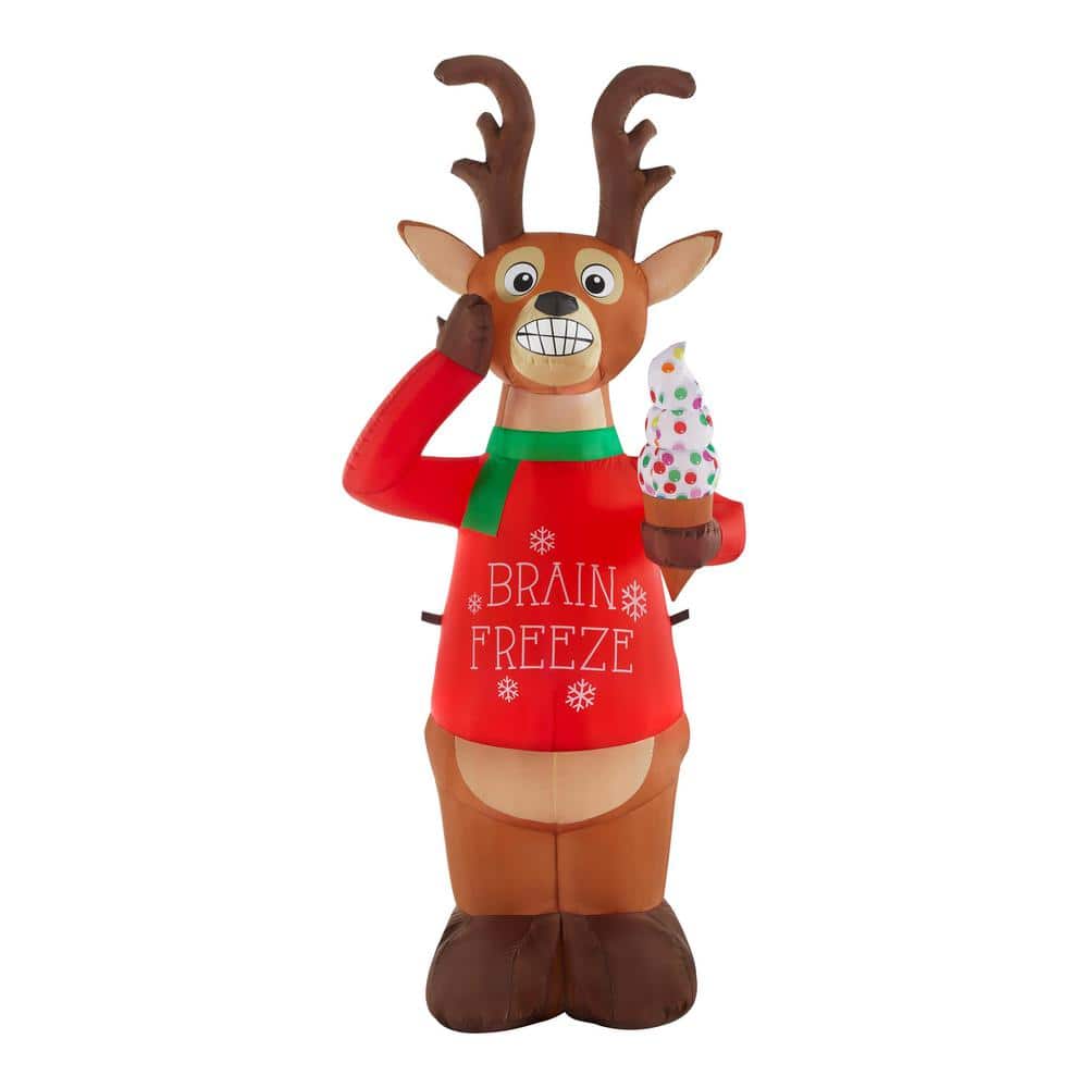 Home Accents Holiday 6 Ft Pre Lit Led Animated Airblown Shivering Reindeer Christmas Inflatable