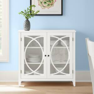 Brisa Bright White Accent Cabinet with Double Elliptical Doors