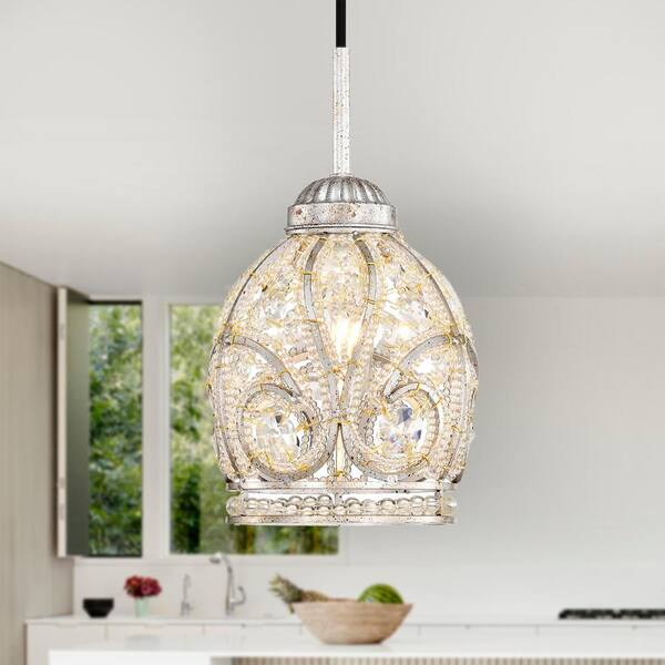 Canarm 5 light mini chandelier white metal frame with pink factory crystal embelisments.