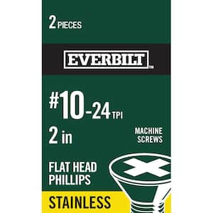 #10-24 x 2 in. Phillips Flat Head Stainless Steel Machine Screw (2-Pack)