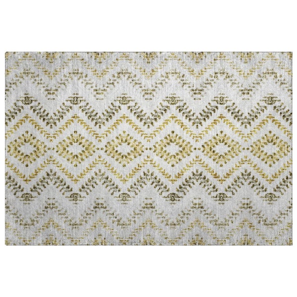 Dream Shag Premium Machine Washable Abstract ADS684 Taupe 3 ft. x 4 ft. Area Rug