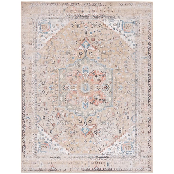 SAFAVIEH Cornelia 8 ft. x 10 ft. Gold Distressed Medallion Area Rug