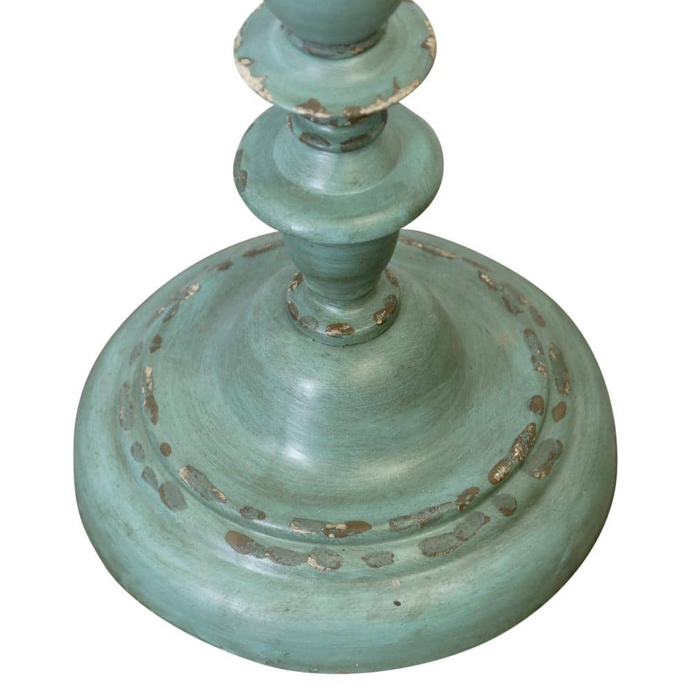 Elegant Distressed Blue Polyresin Floor Lamp with Taupe Shade
