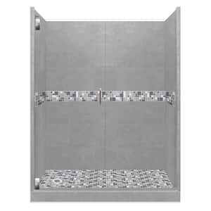 Newport Grand Hinged 34 in. x 60 in. x 80 in. Left Drain Alcove Shower Kit in Wet Cement and Chrome Hardware
