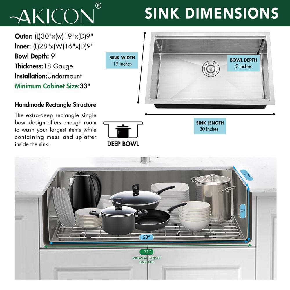 30" Stainless Steel Undermount Workstation Kitchen Sink with Accessories