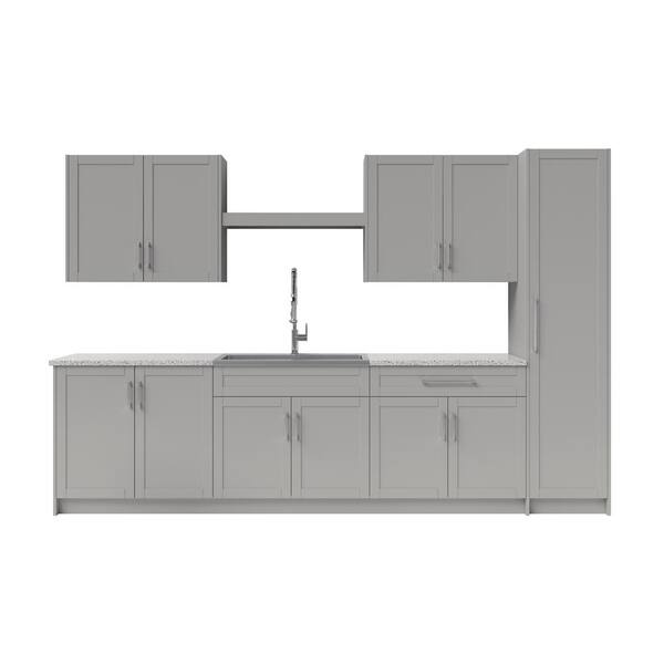 Newage S Home Laundry Room 84 In H X 129 W 25 5 D Cabinet Set Gray 11 Piece 85815 The Depot Newage S Home Laundry Room 84 In, Home Depot Laundry Room Cabinets With Sink
