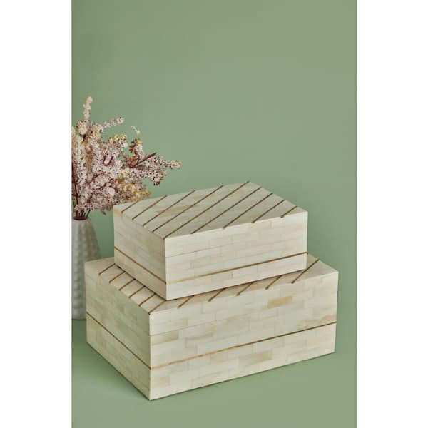 GAURI KOHLI Monaco Ivory Decorative Boxes (Set of 2)