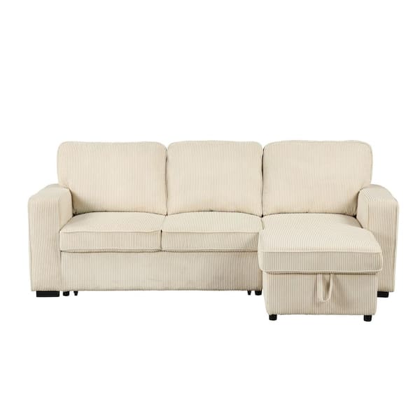 Furniture of America Roseshire 92.5 in. Straight Arm 1-Piece Chenille  Reversible L Shaped Sectional Sleeper Sofa in Beige IDF-N6964BG-SEC - The  Home Depot