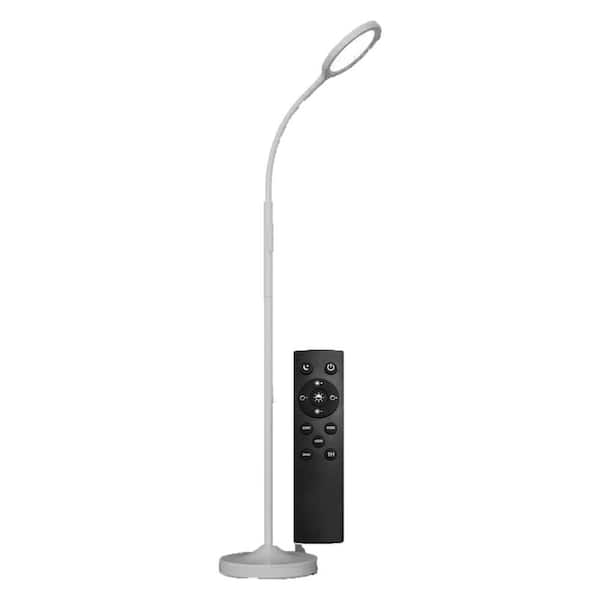 Lukyamzn Upgraded 69 in. White 1-Light Smart Dimmable LED Standard Floor Lamp for Living Room with Acrylic Round Shade and Remote