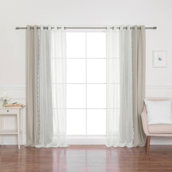Best Home Fashion 52 In W X 84 L Pretty Dot Sheer And Linen Textured Grommet Blackout Curtains Natural Mm Gr Pdot Jc 11 The Depot L Pretty Dot Sheer, Curtains At Home Depot