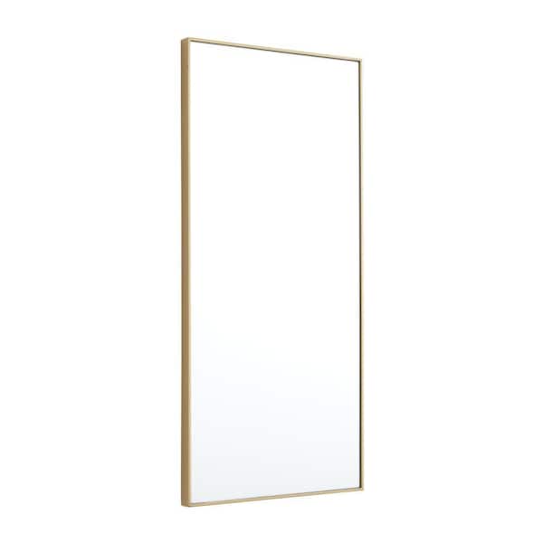 30 in. x 14 in. Rectangle Framed Gold Wall Mirror with Thin Frame