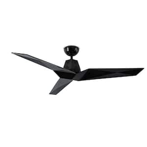 Vortex 60 in. Indoor/Outdoor Gloss Black 3-Blade Smart Ceiling Fan with Wall Control