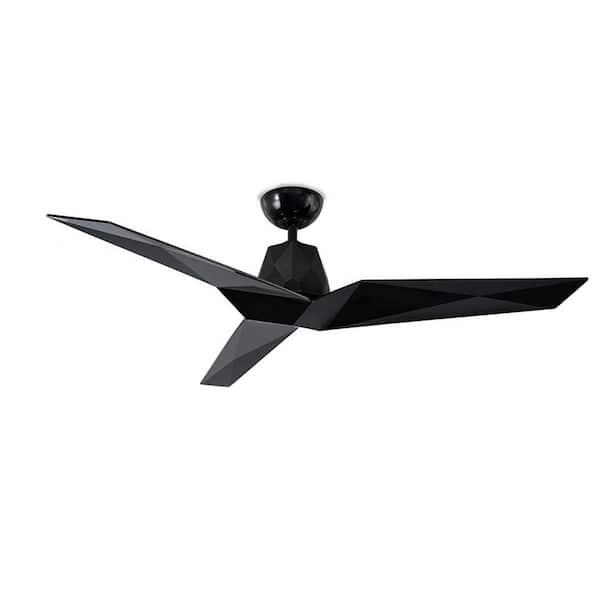Modern Forms Vortex 60 in. Indoor/Outdoor Gloss Black 3-Blade Smart Ceiling Fan with Wall Control