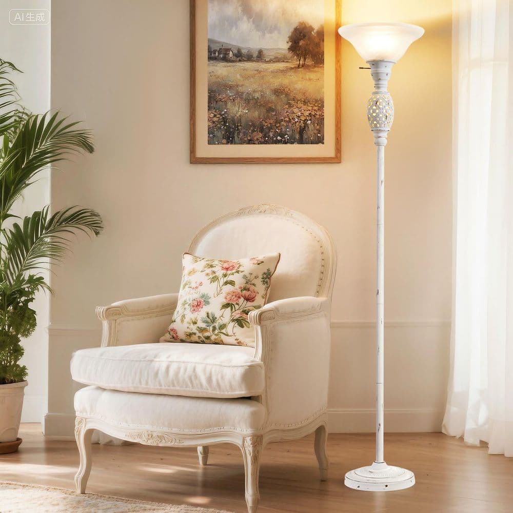 70 in. Black Torchiere Floor Lamp Victorian Style Standing Lamp for Living Room, Bedroom, Office and Etched Glass Shade price history on PriceWatchPro
