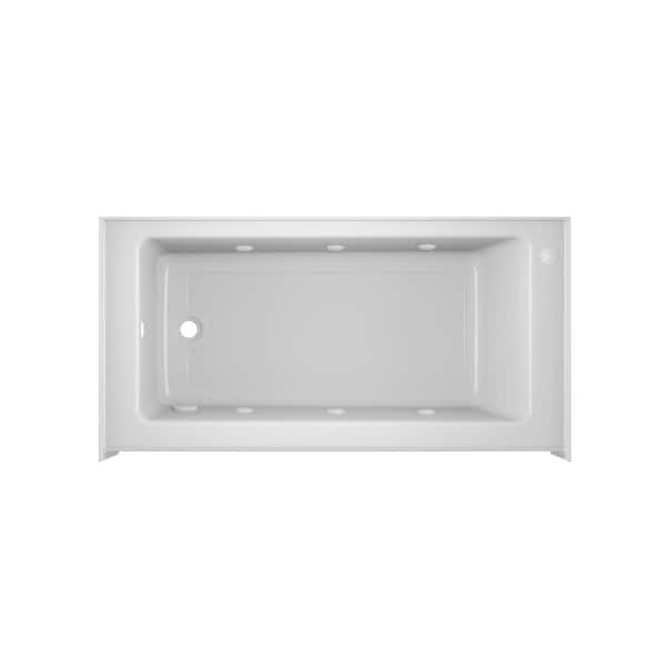 JACUZZI Signature Low Profile 60 in. x 30 in. Rectangular Whirlpool Bathtub with Left Drain in White