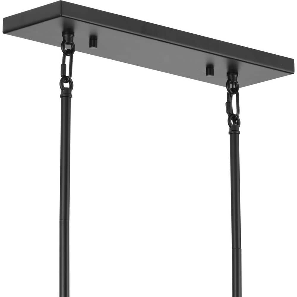 Rivera Matte Black 5-Light Linear Glass Chandelier