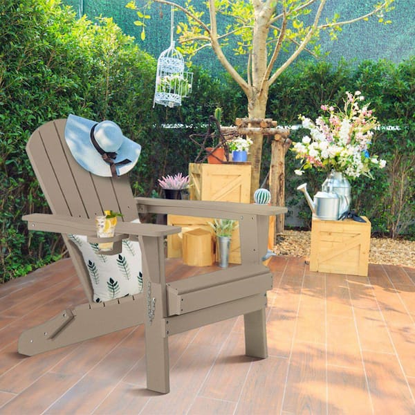 MIRAFIT Outdoor Composite Classic Adirondack Chair, All-Weather Resistant Deck Lounge Chair with Ergonomic Design
