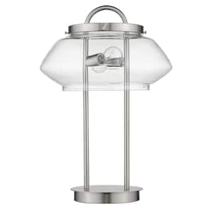 24 in. Silver Metal 2-Light Table Lamp with Clear Novelty Shade