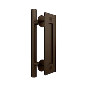 11-13/16 in. Oil Rubbed Bronze Steel 2-Sided Pull with Recessed Plate for Sliding Rolling Barn Wood Doors (2-Pack)