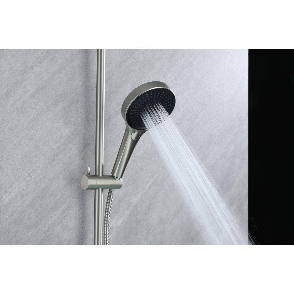 Brushed Nickel Wall Mount Waterfall Faucet Set with Adjustable Hand Shower