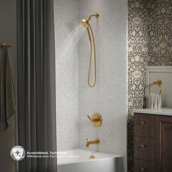 Torrington Single Handle 3-Spray Tub and Shower Faucet 1.75 GPM in Vibrant Brushed Moderne Brass (Valve Included)