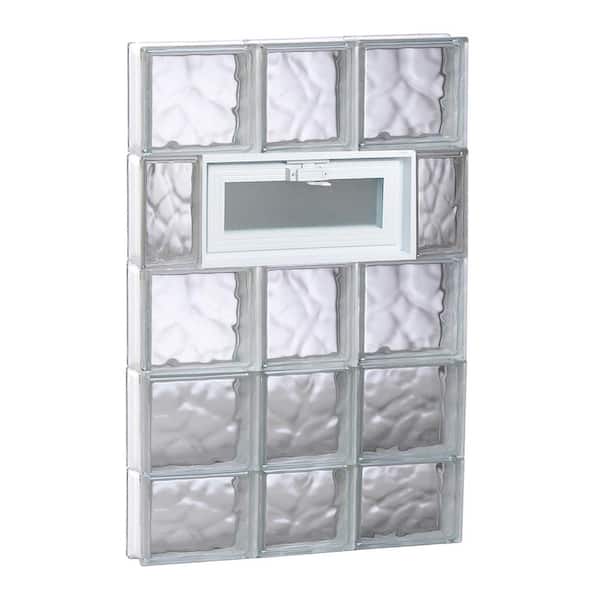 Clearly Secure 21.25 in. x 36.75 in. x 3.125 in. Frameless Wave Pattern Vented Glass Block Window