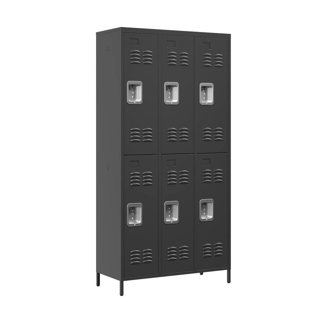 Black 72 in. Metal Accent Cabinet Office Storage Cabinet with 6 Lockable Doors and Spacious Shelves price history on PriceWatchPro