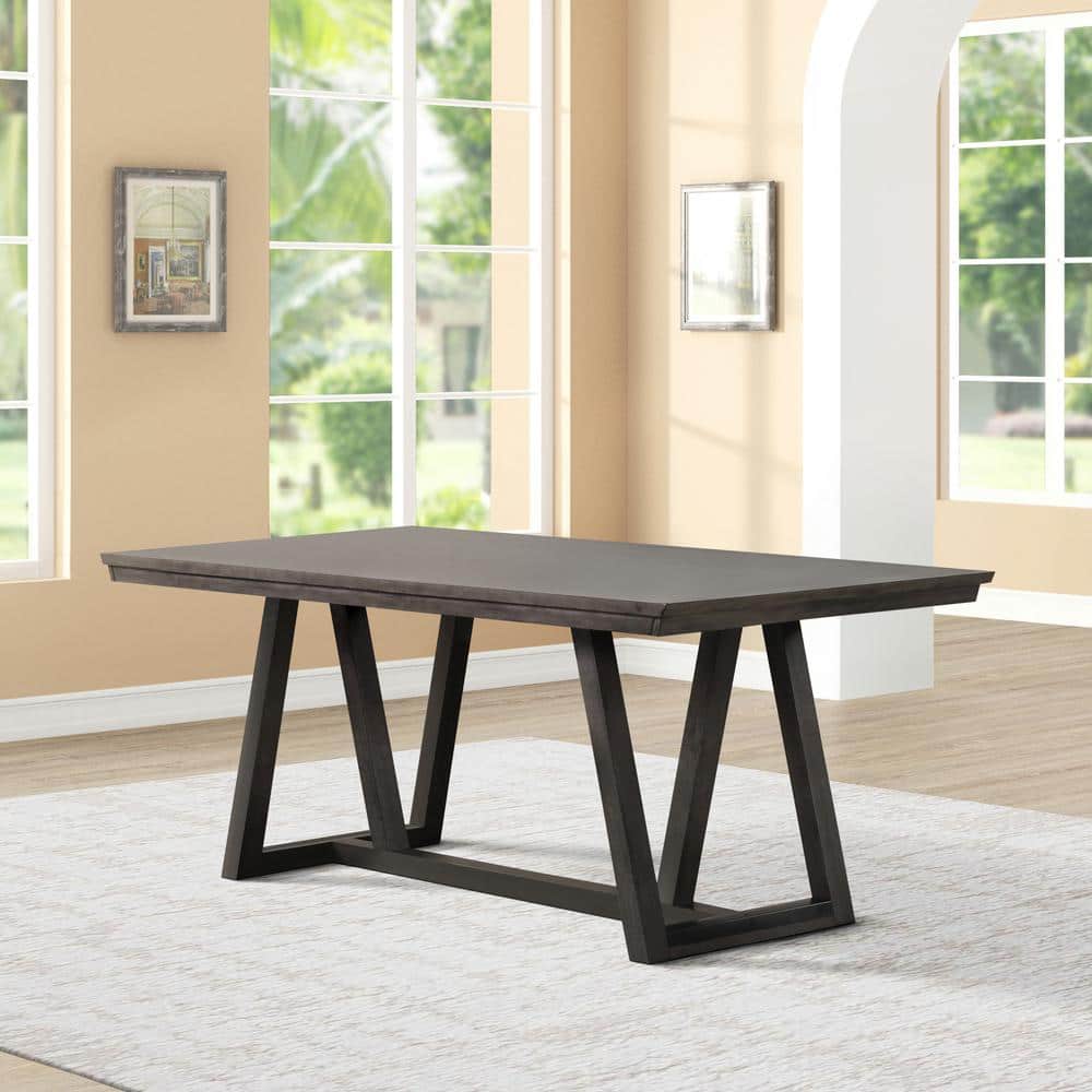 High Line Rectangular Gray Wood Dining Table for Six