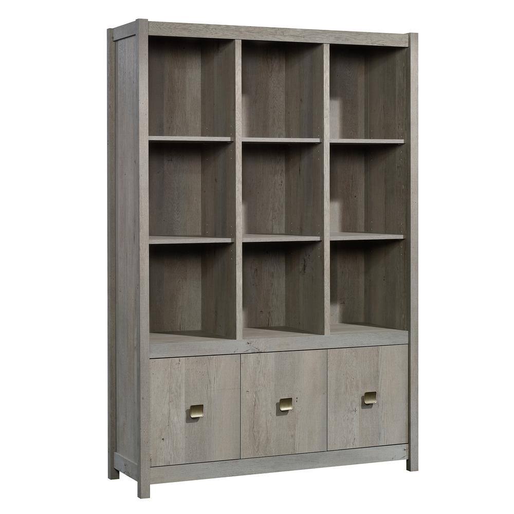 Mystic Oak Adjustable Storage Wall with Cubes and Doors