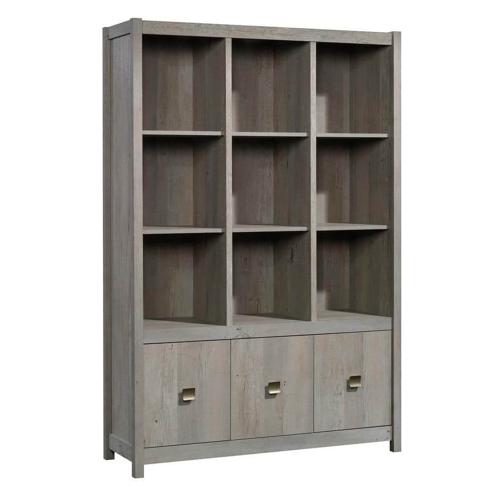 Mystic Oak Adjustable Storage Wall with Cubes and Doors