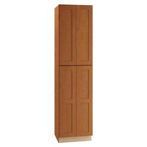 Hargrove Assembled 24x90x24 in. Plywood Shaker Utility Kitchen Cabinet Soft Close in Stained Cinnamon