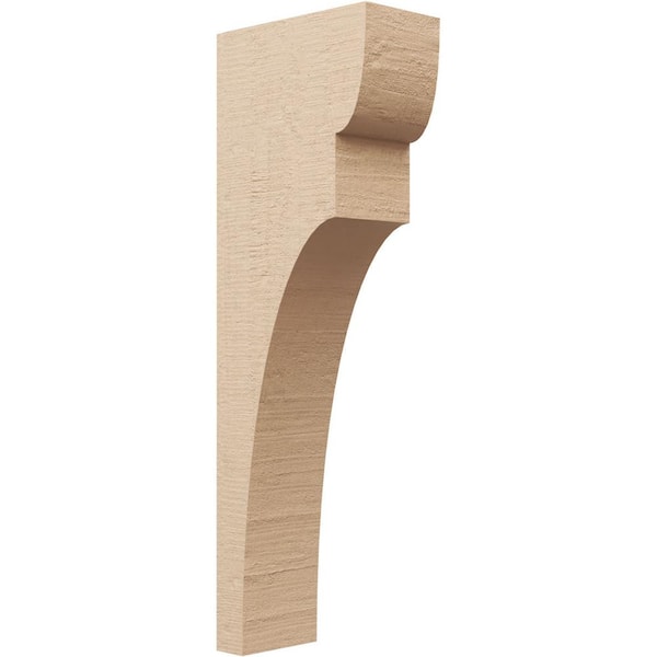 Ekena Millwork Thin Series 2 5 in. x 10 in. x 30 in. Yorktown Rough Cedar Woodgrain Timberthane Polyurethane Corbel in Primed Tan