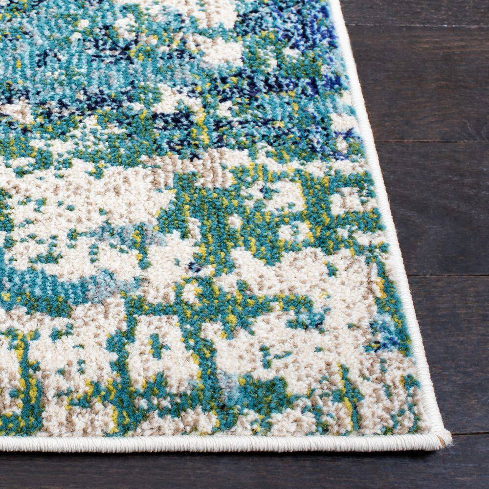 Elegant Madison 6' x 9' Green/Turquoise Synthetic Area Rug