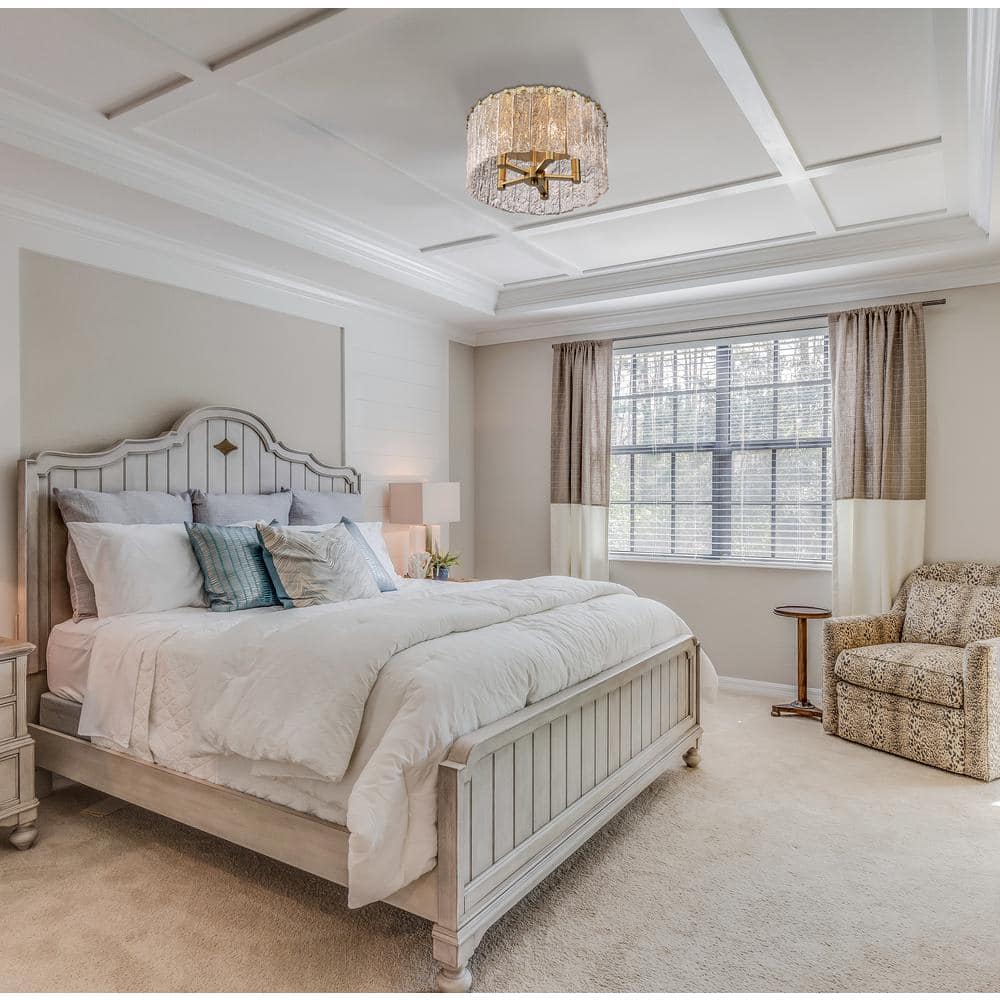 Modern Gold and Glass Textured Flush Mount Ceiling Light