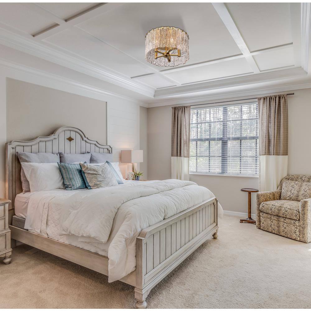 Modern Gold and Glass Textured Flush Mount Ceiling Light