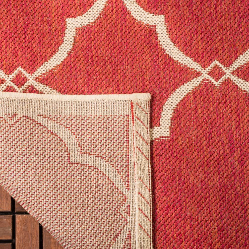 Sharla Geometric Red/Creme Synthetic Indoor/Outdoor Rug, 2'2" x 4'